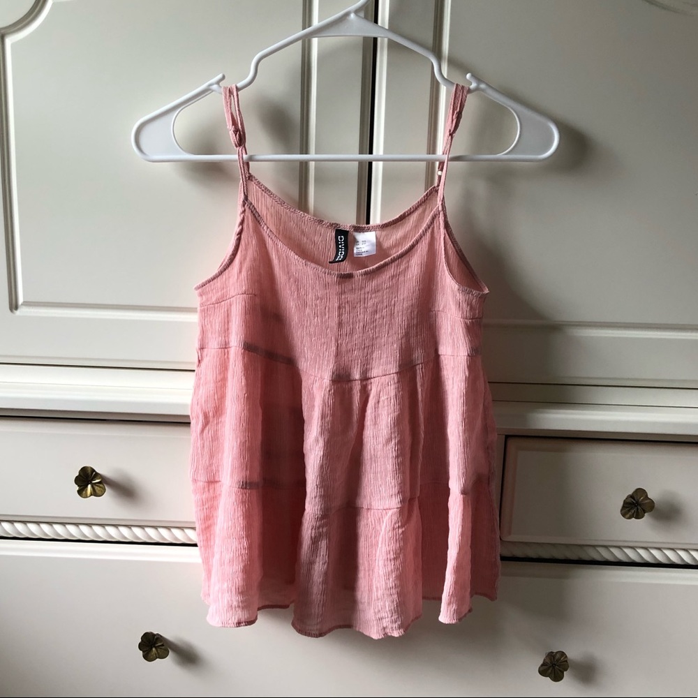 tiered pink flowy tank top